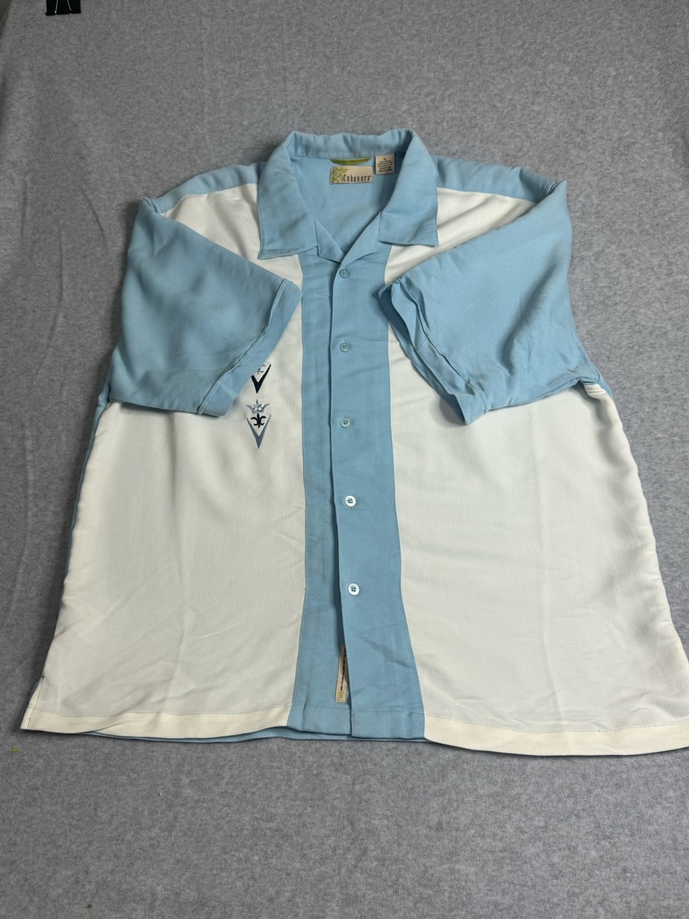Cubavera 50 Style Embroidered Colorblock Bowling Camp Men Shirt XL